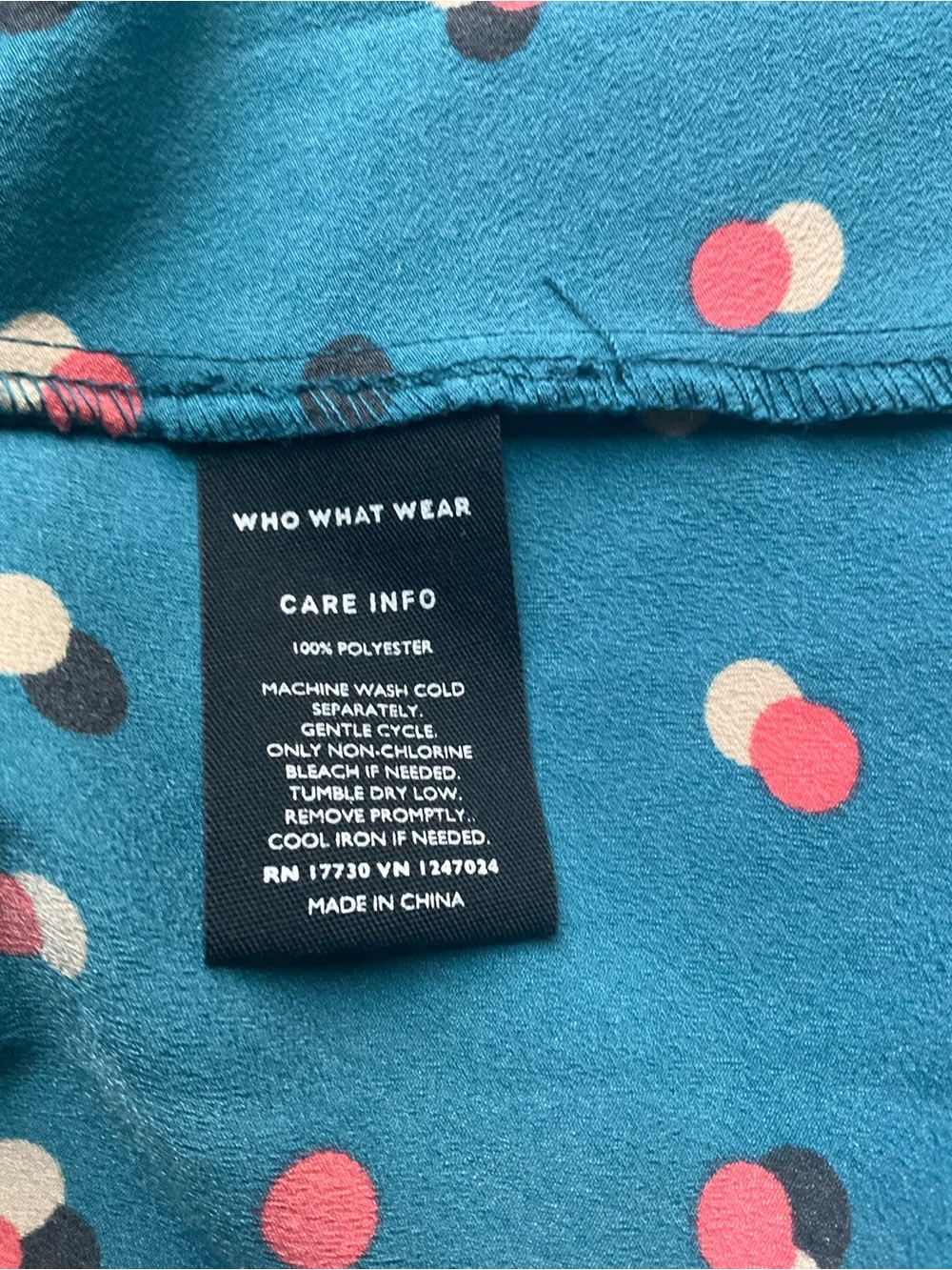 Who What Wear Teal Polka Dot Mock Neck Dress Size M - Picture 5 of 9